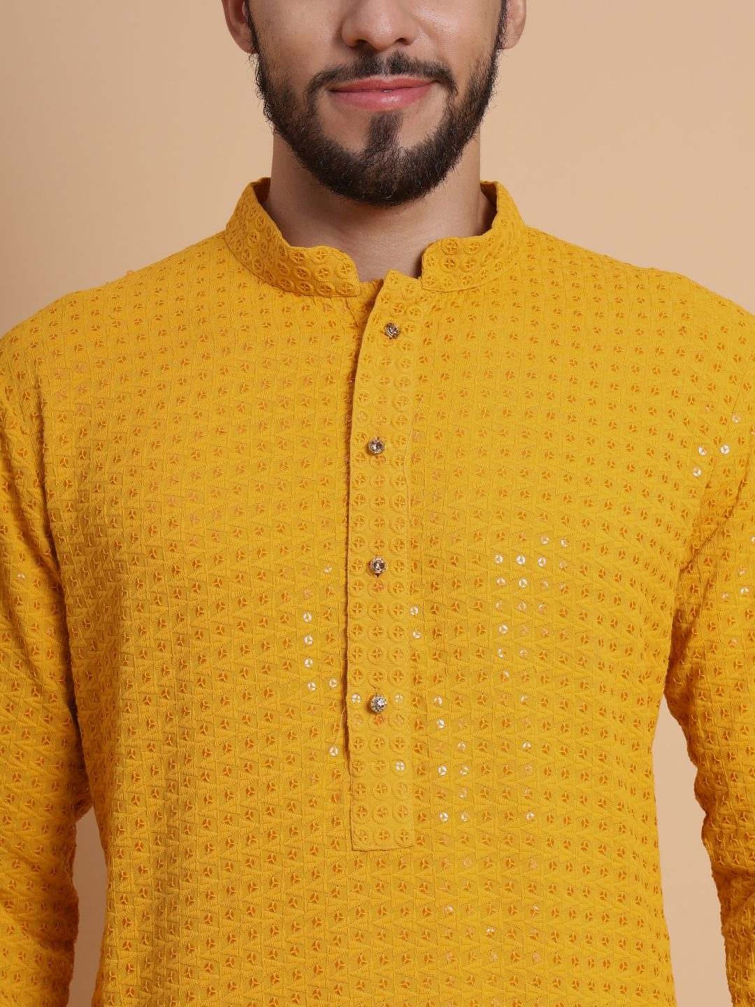 SWAGG INDIA Mustard Regular Fit Embroidered Kurta