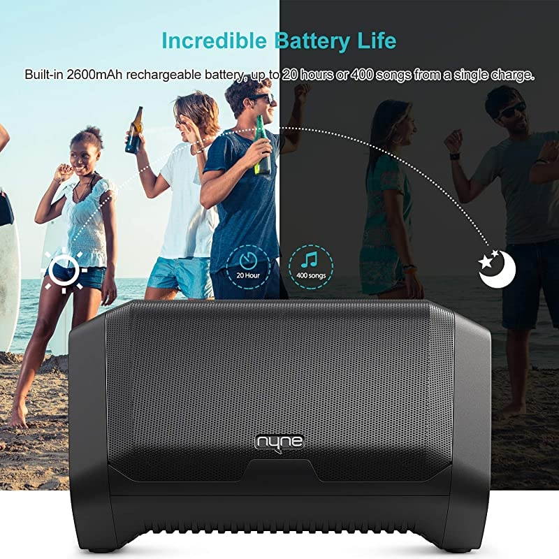 Punch Portable Wireless Bluetooth Speakers 4.2 Waterproof IP67, 20 Hours Play-time, 100 ft Range,Stereo Pairing, Durable and Loud Speakers Compatible iPhone/Samsung, Outdoor/Beach/Travel,Black