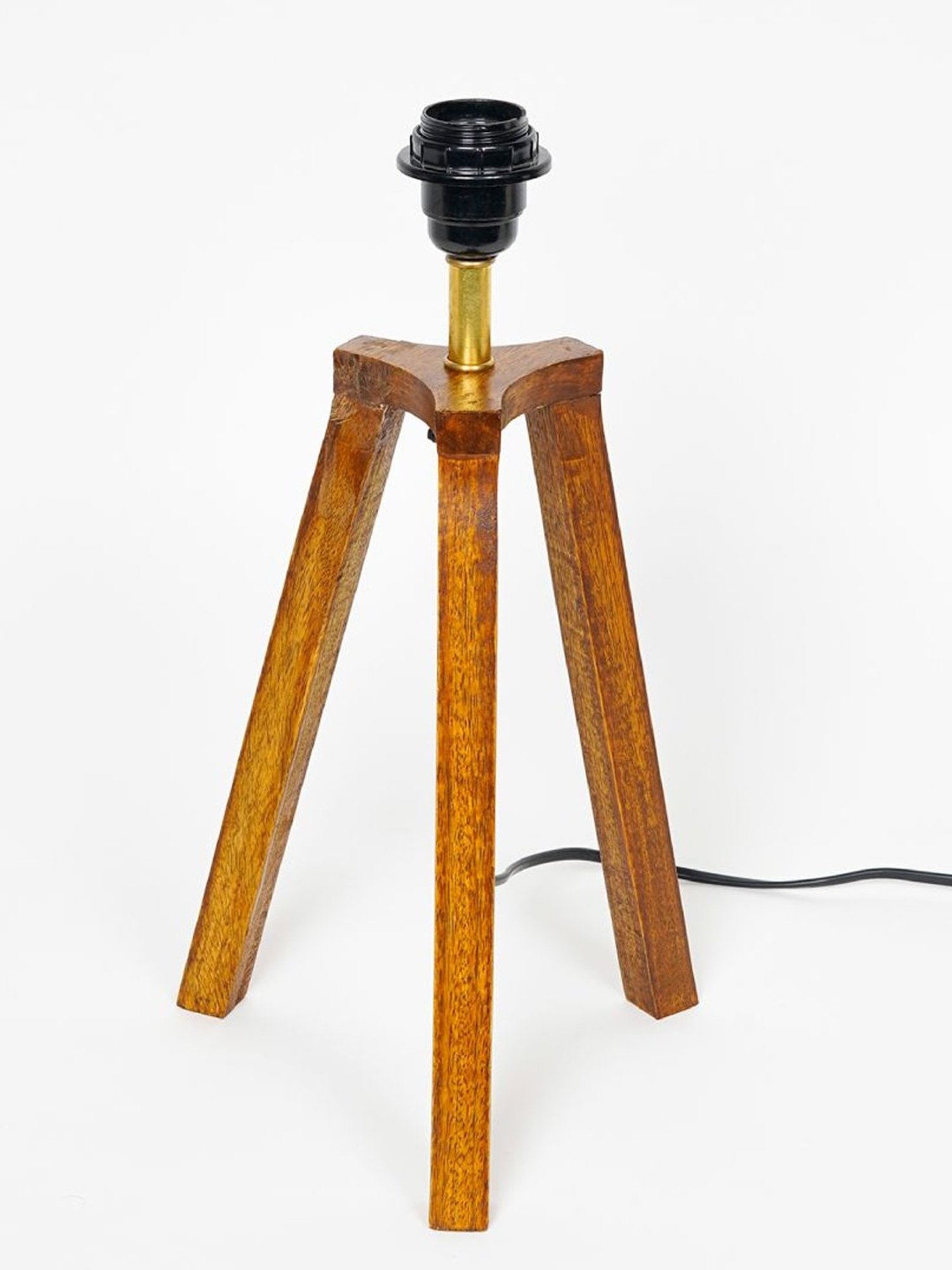 Kapoor Lamp Shades Honey & White Wood Griffith Tripod Cotton Shade Table Lamp