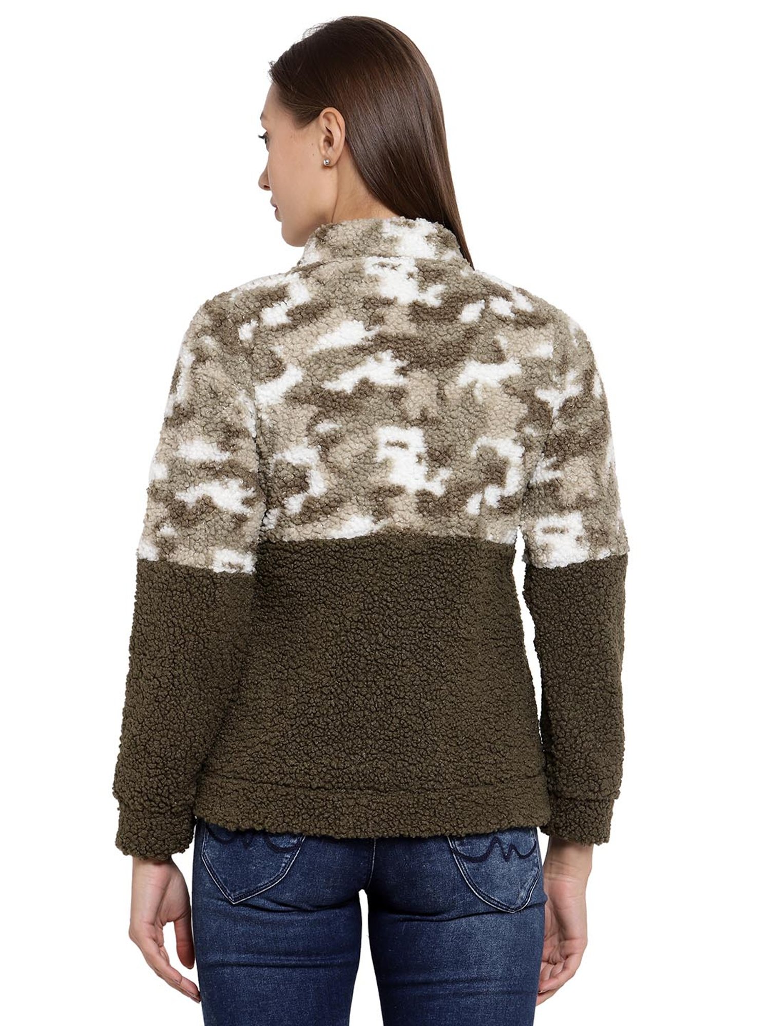 Juelle Olive Self Design Sweatshirt
