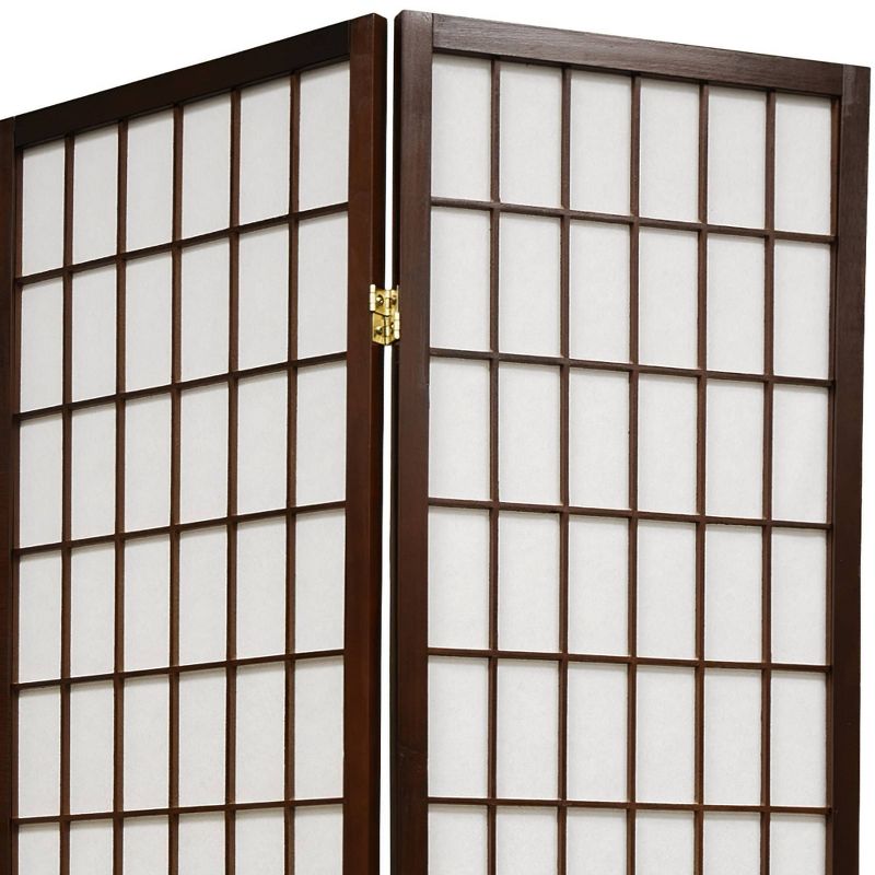 6 ft. Tall Window Pane Shoji Screen - Walnut (6 Panels)