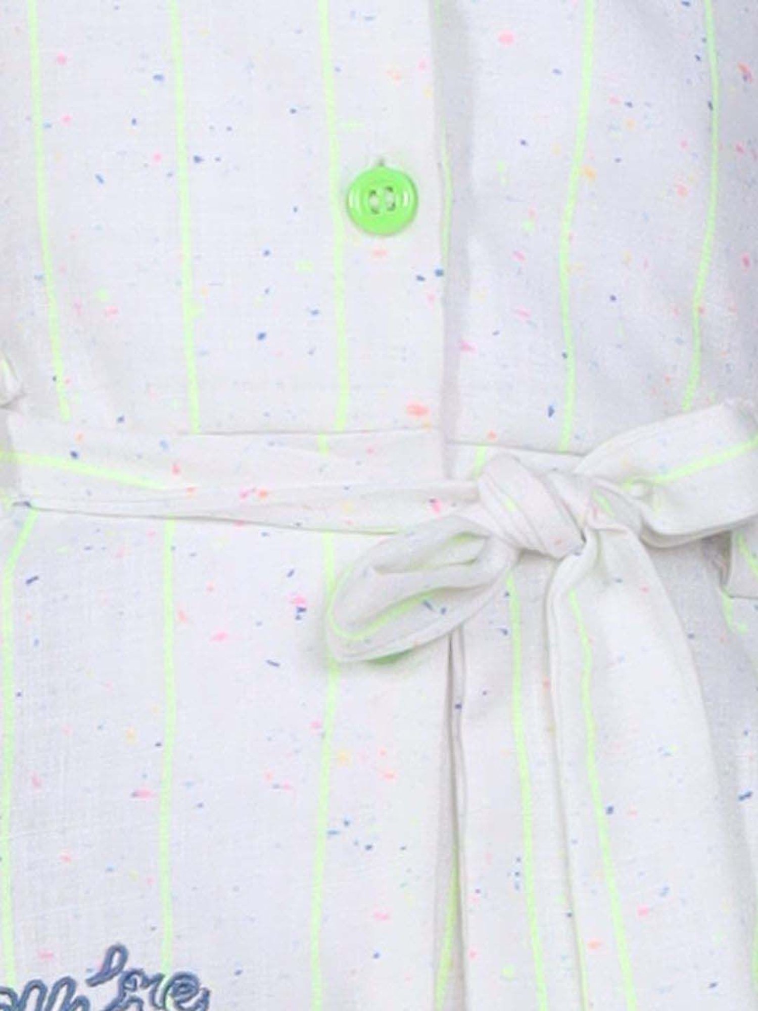 Peppermint Girls Green Cotton Striped Dress