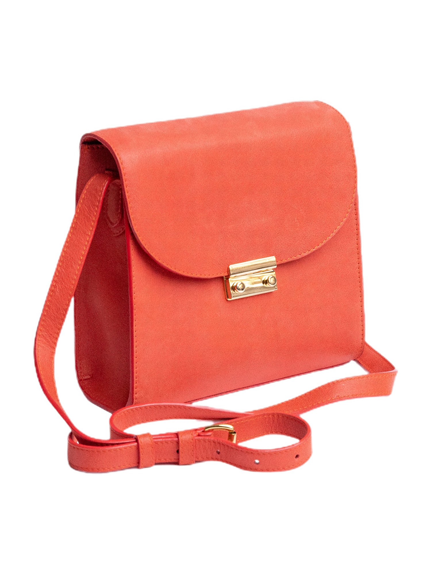 James Aston Ocean's Bloom Orange Medium Leather Cross Body Bag