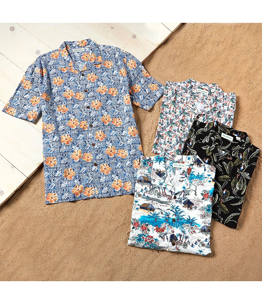 Caribbean Jungle Parrot Short-Sleeve Woven Shirt