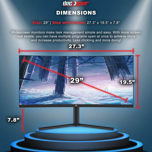 Deco Gear DGVM29PB 29-Inch 2560x1080 100Hz VA Curved Gaming Monitor, 4ms Response Time, 3000:1 Contrast Ratio, sRGB, NTSC 85, DCI-P3, and Adobe RGB Color Accurate