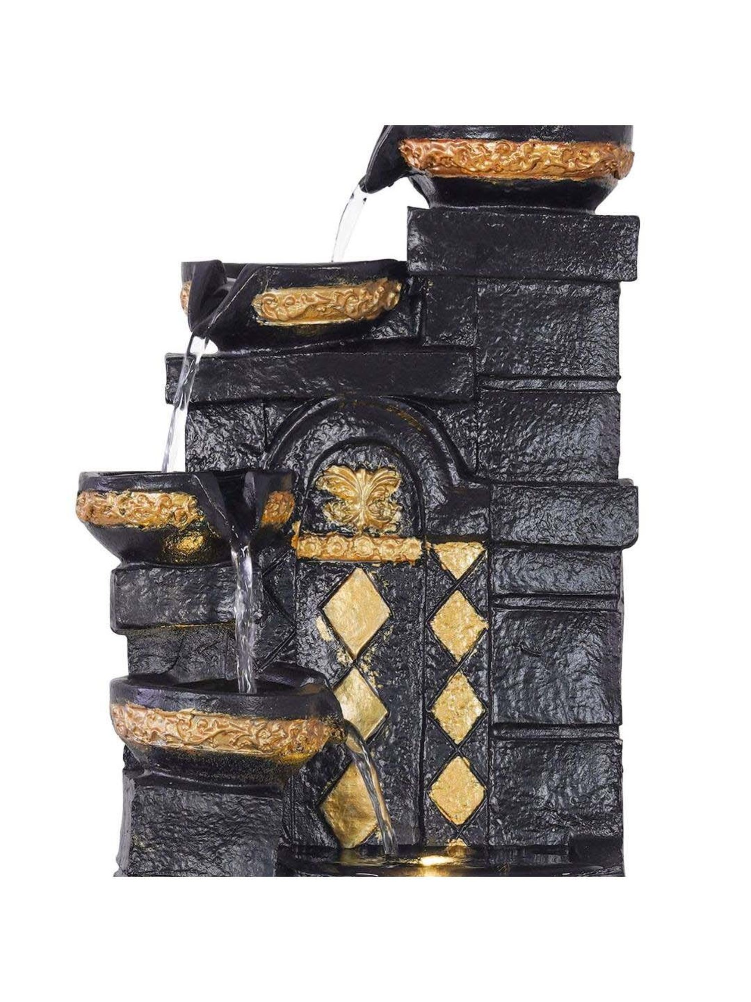 CHRONIKLE Chocolate Polyresin Table Top 4 Steps Waterfall Fountain