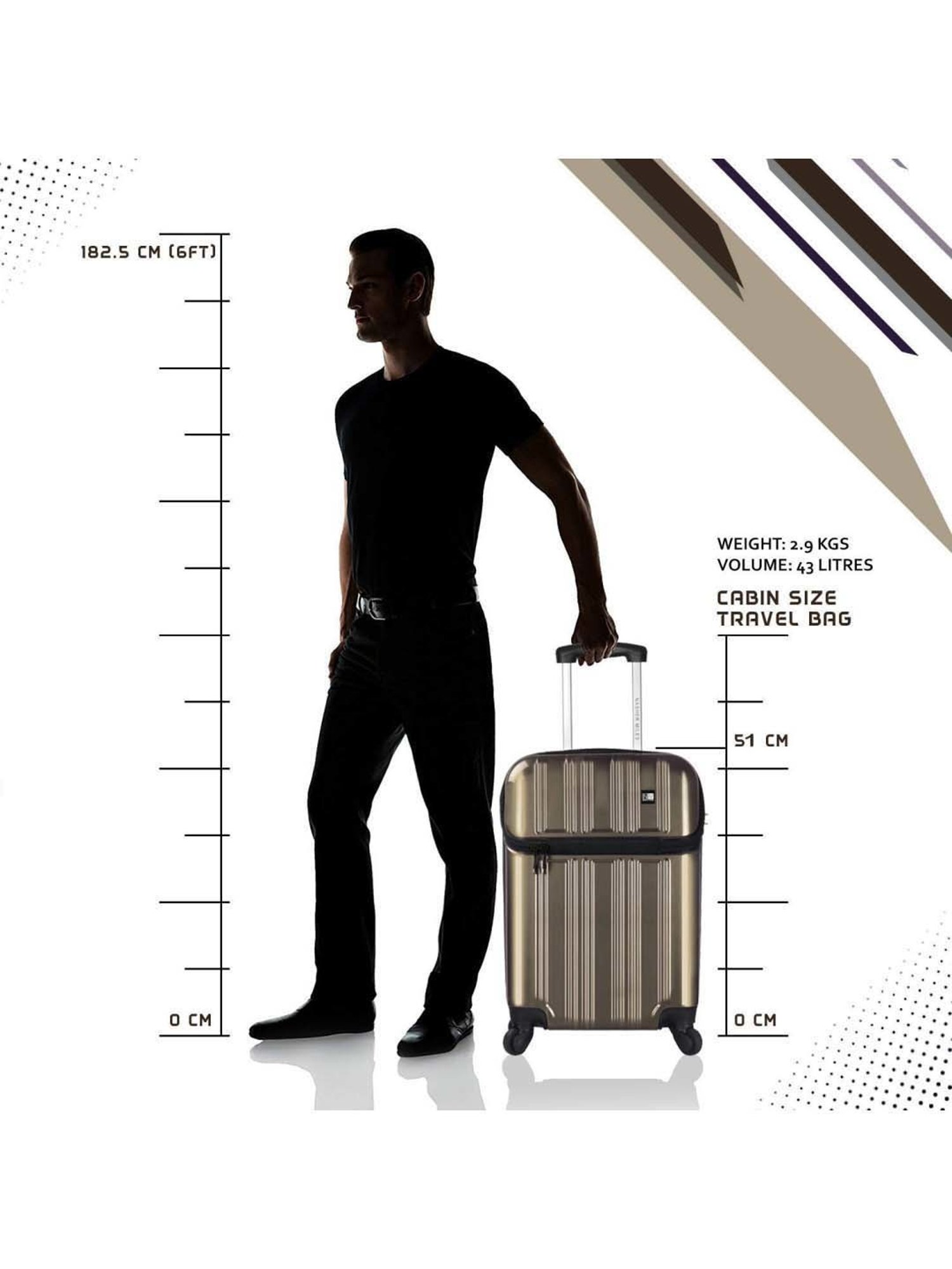 Nasher Miles New York ABS 56 Cms Bronze Hard Sided Suitcase & Trolley Bag