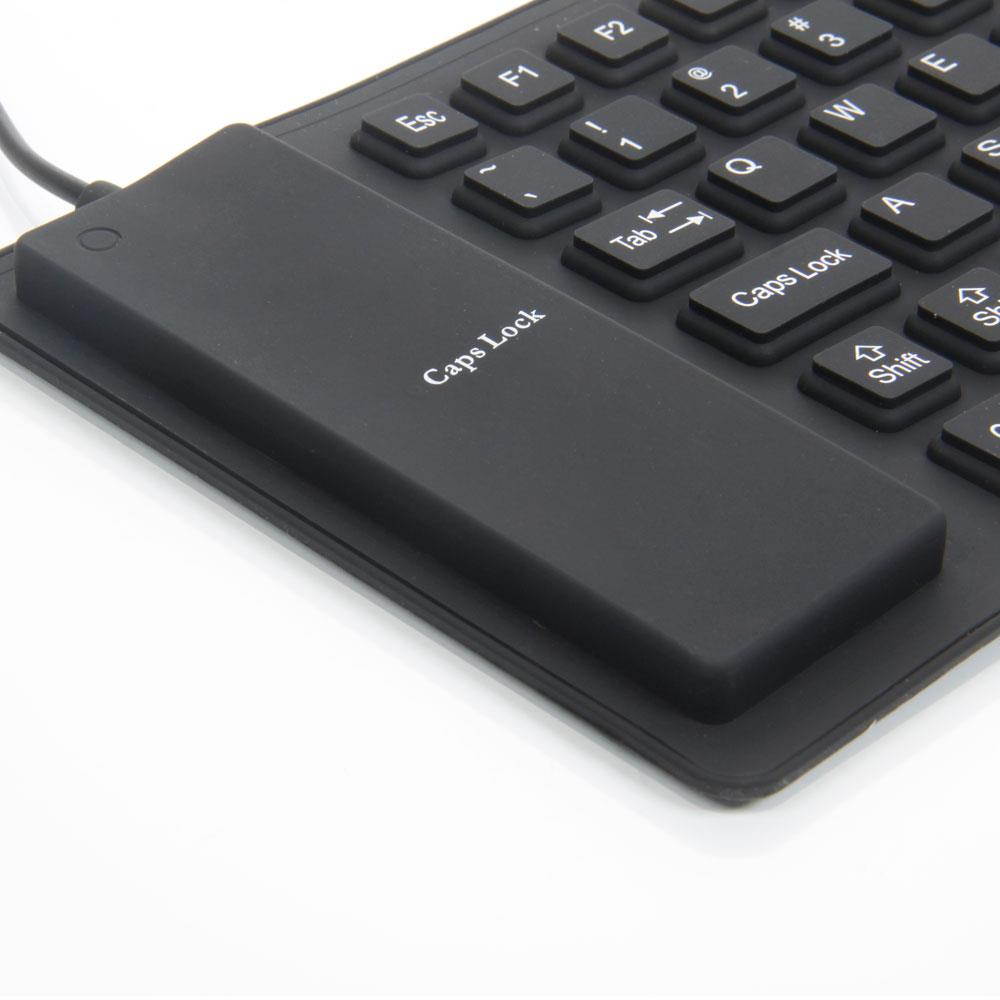 USB 2.0 Silicone Roll Up Foldable Computer Keyboard Black