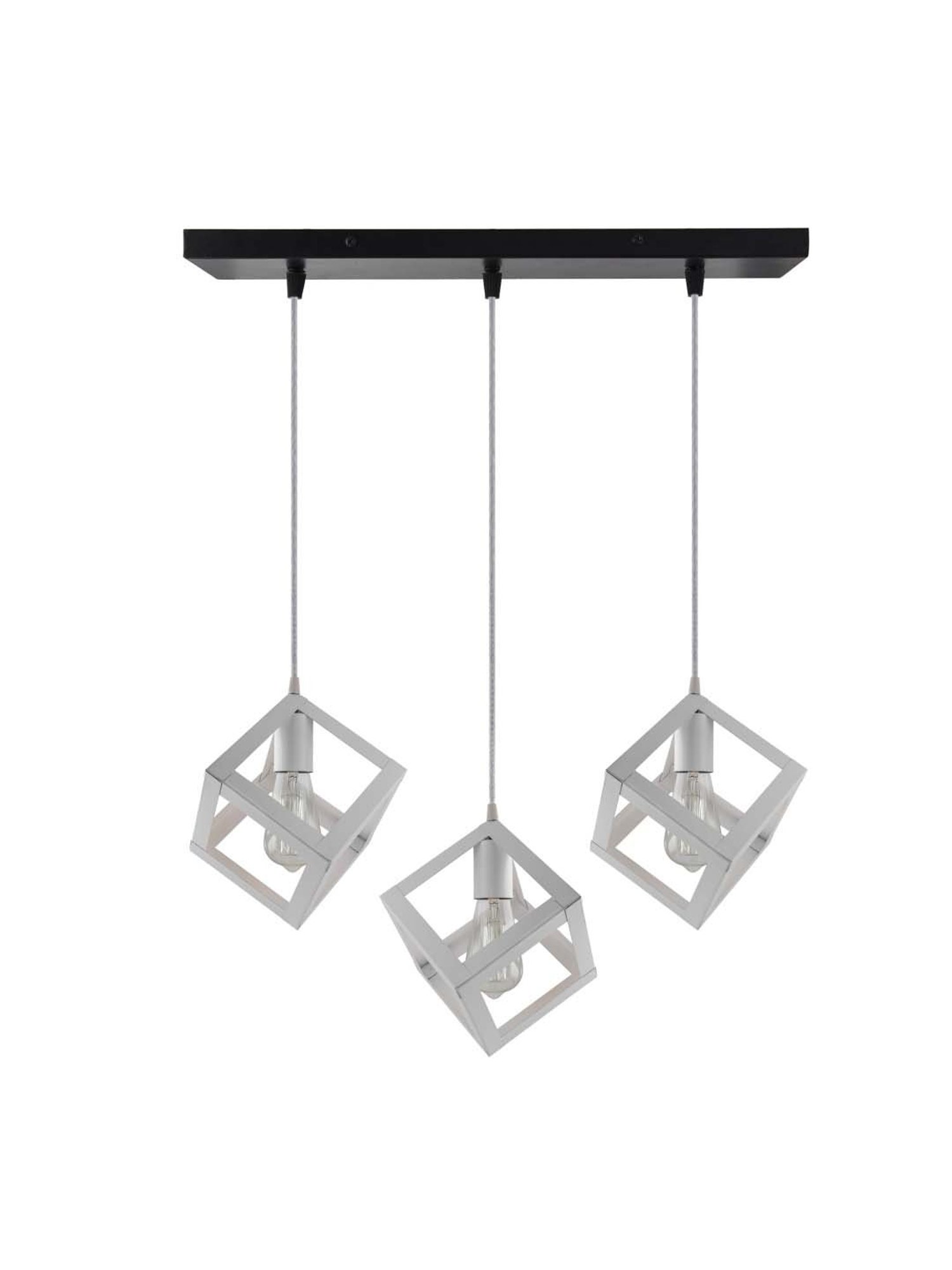 Homesake 3-Lights Linear Cluster White Metal Cube Hanging Light - Set of 1 (Bulb not included)