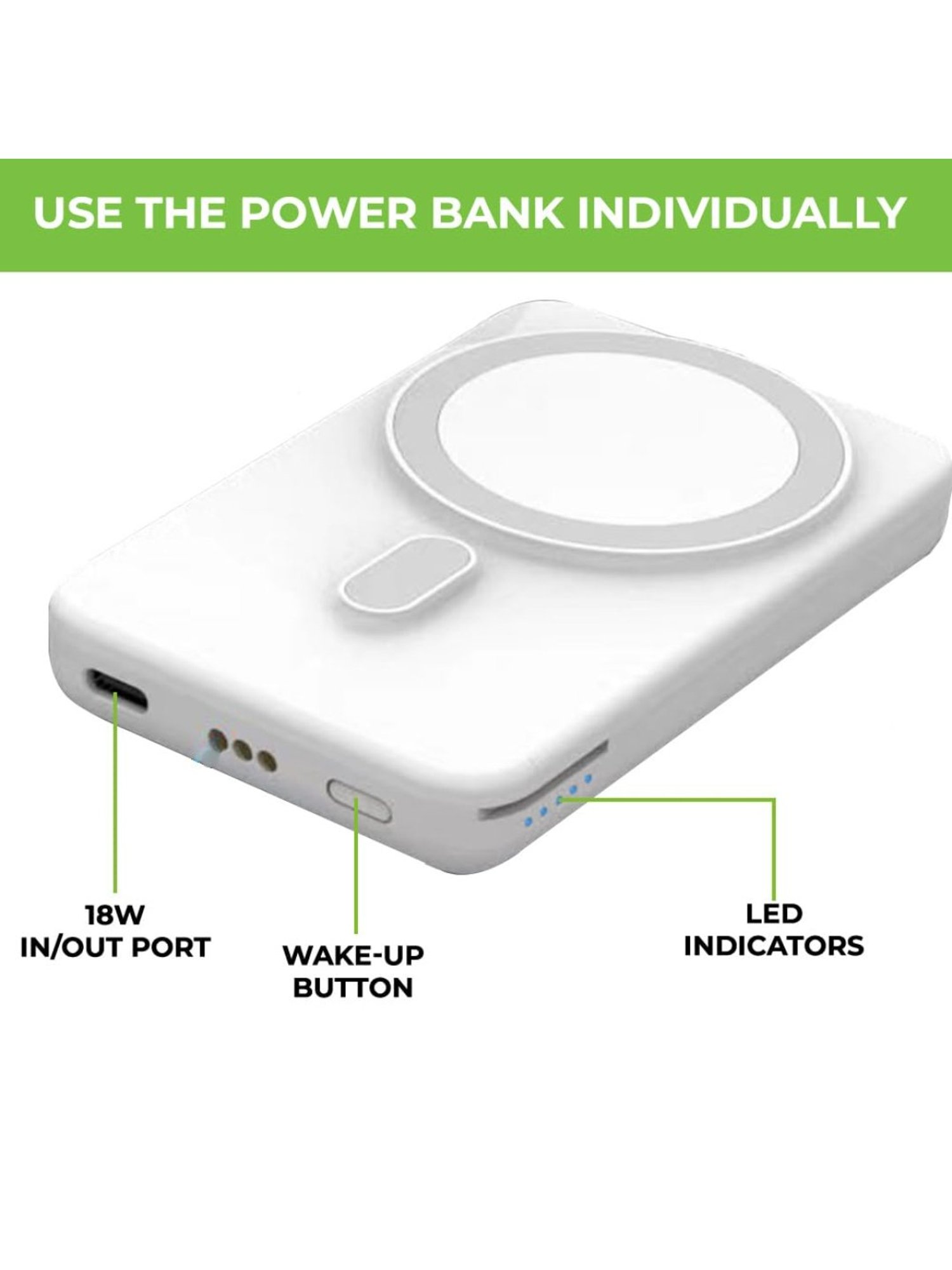 ULTRAPROLINK UM1006GO 3in1 Folding 20W Magnetic Power Bank for iWatch, Airpods &  Earbuds (White)