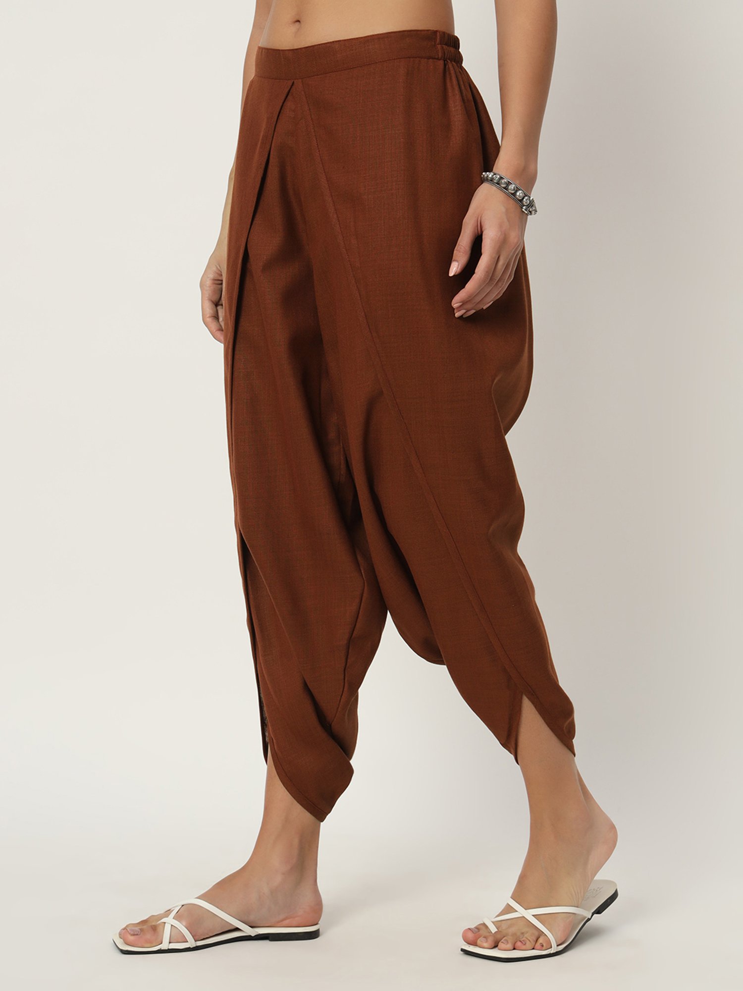 9rasa Brown Cotton Dhoti Pants