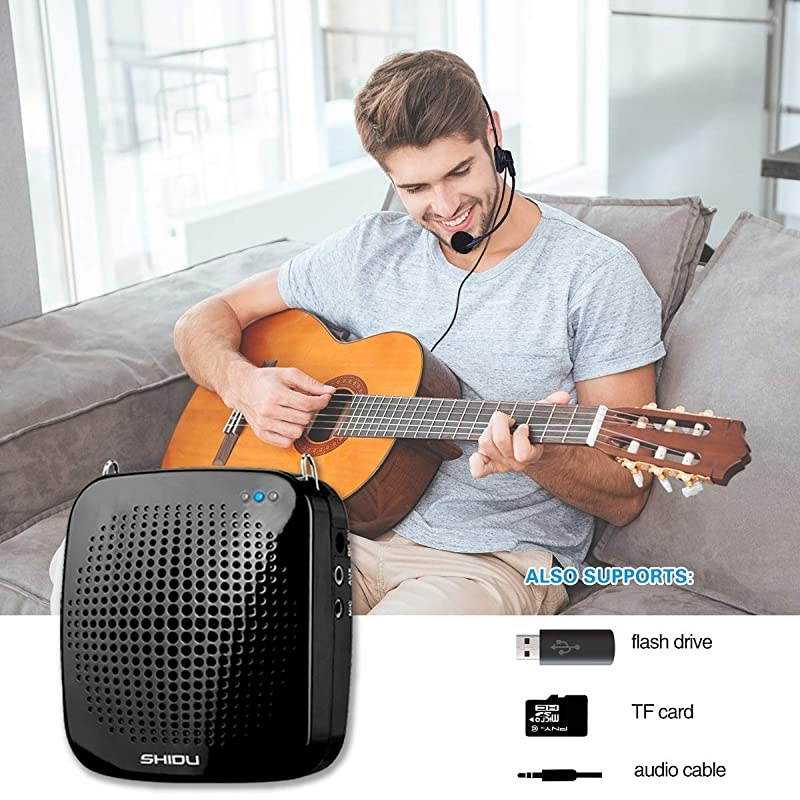 Amplifier 15W Portable Microphone Speaker Headset-2000mAh Rechargeable Mini Compact Megaphone Mic Amplifier System with Waistband Original Sound Pa Amp for Teachers, Classroom, Singing ect