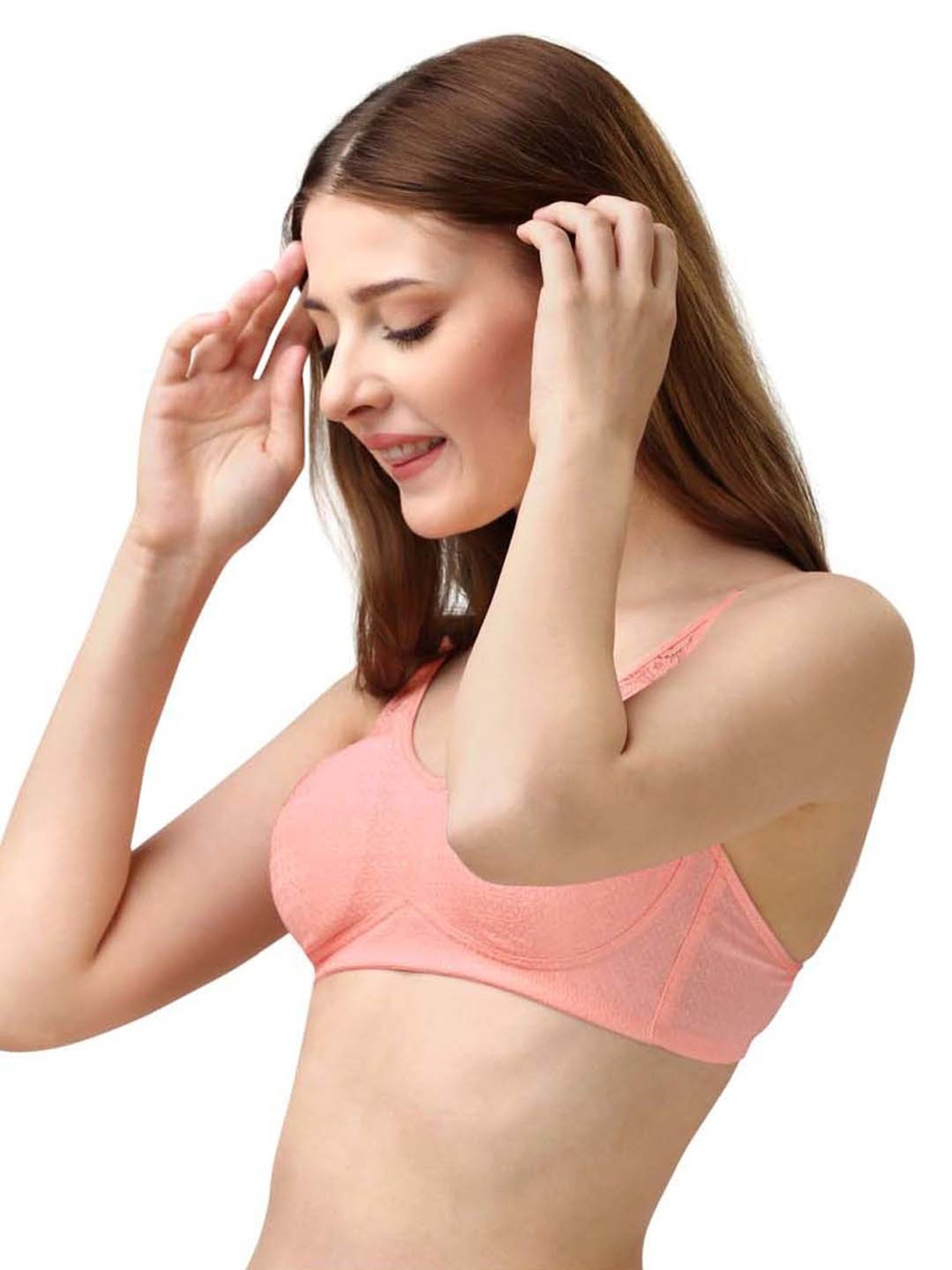 Soie Pink Lace Work Non-Padded Everyday Bra