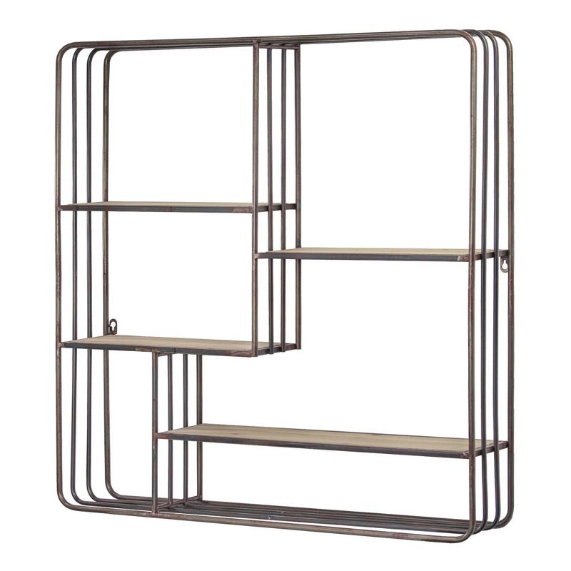 6" x 32" Rustic Wood and Metal Multi Unit Shelf Brown - Crystal Art Gallery