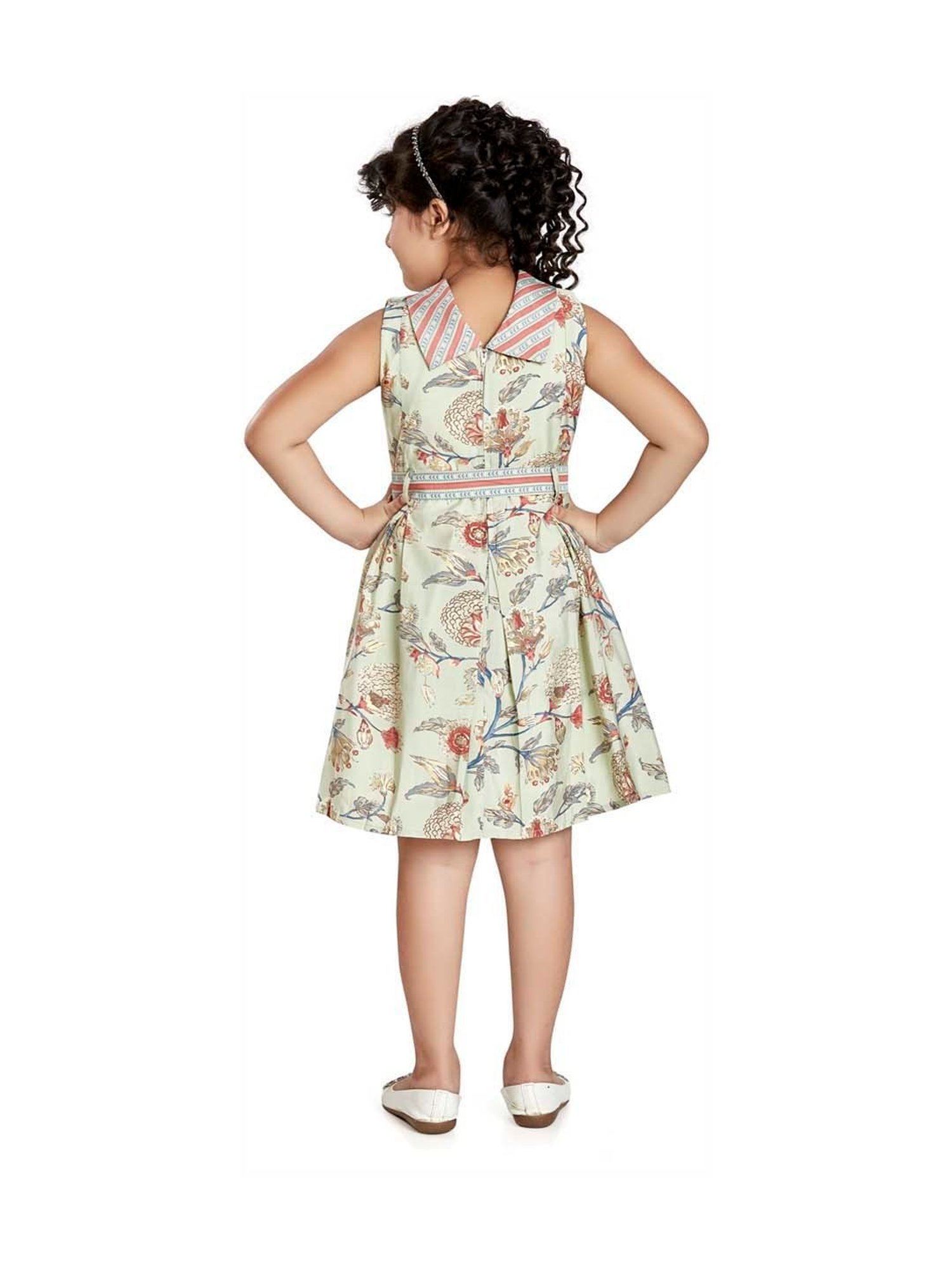 Peppermint Kids Green & Red Floral Print Dress