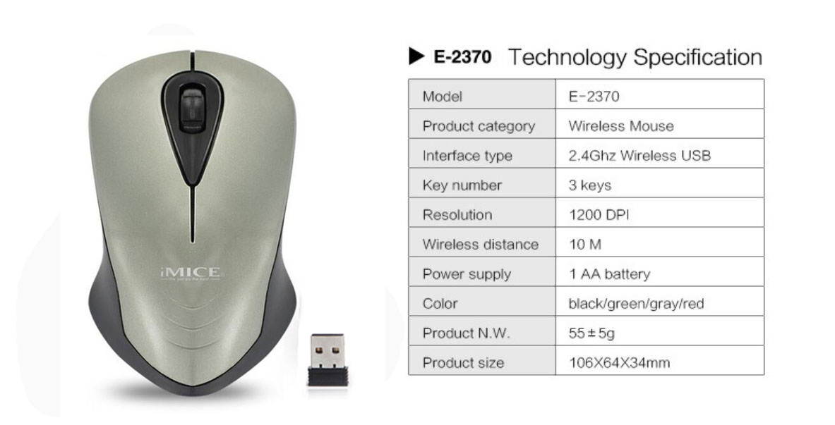 Fashion Cool Durable 2.4GHz 10-Meter Wireless 4-Color 1200-DPI Optical Mouse for Home & Office & Computer & Game