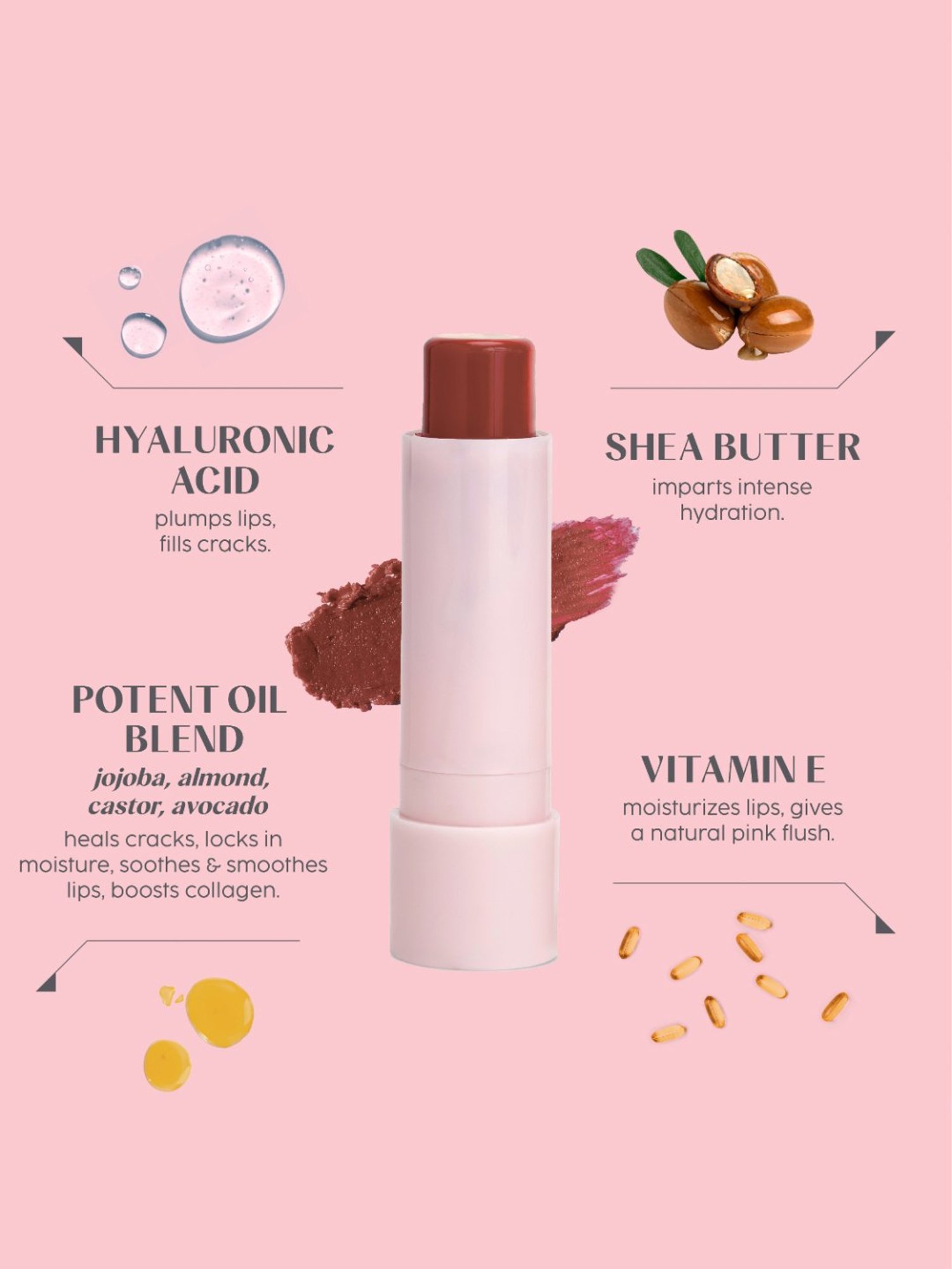 House of Makeup Jam Packed Tinted Lip Superfood Lush Caramel - 3.8 gm
