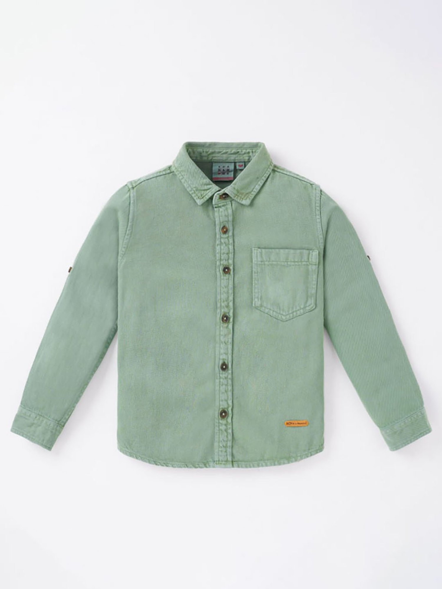 Ed-a-Mamma Kids Olive Solid Full Sleeves Shirt