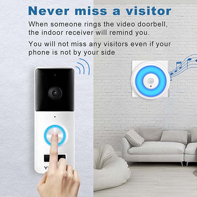WiFi Video Doorbell Receiver  Camera Video Chime with 58 Ringtones 4 Adjustable Volume Levels Night Light White ReceiverDoorbell Receiver only