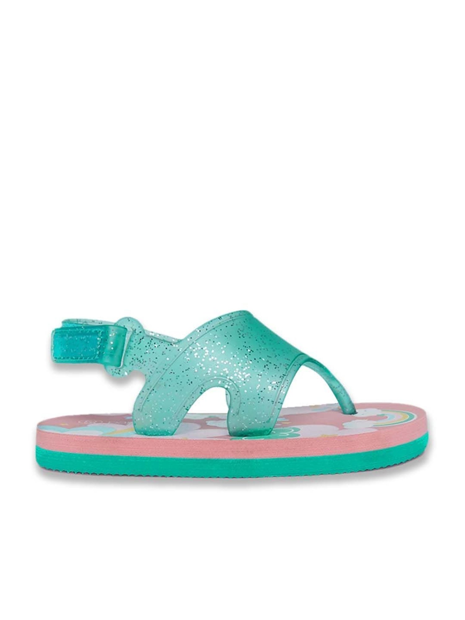 Pantaloons Junior Green & Pink Flip Flops