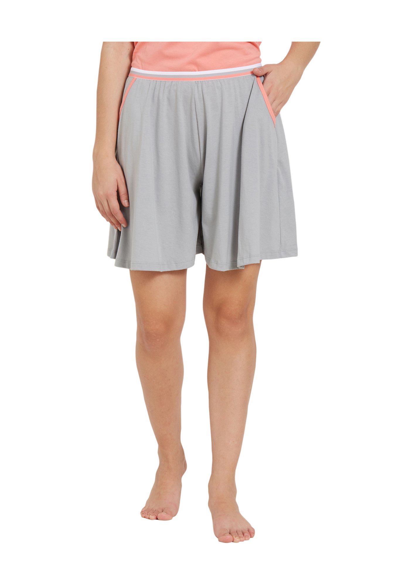 Soie Grey Cotton Shorts