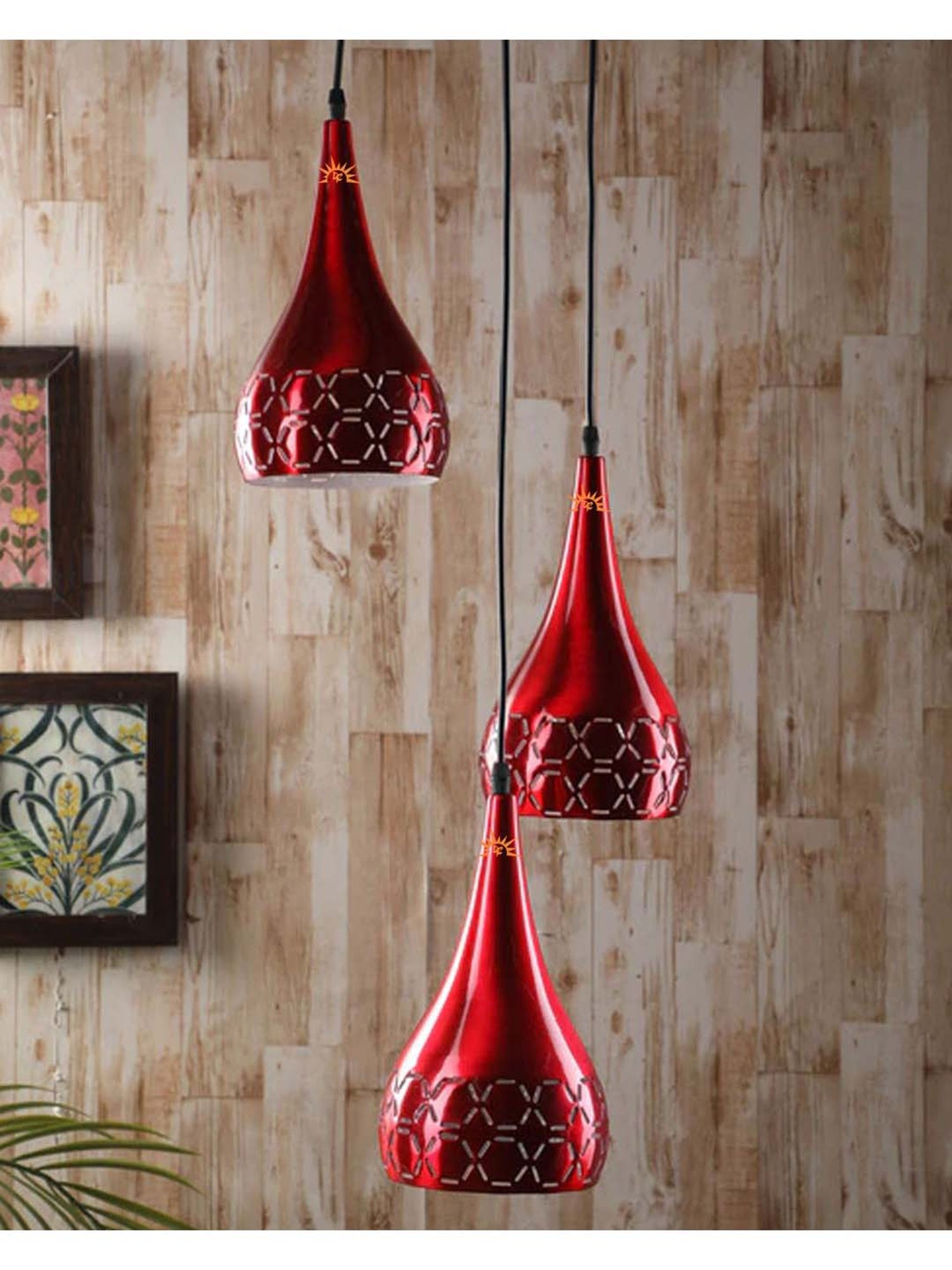DecorativeRay Red Aluminium Hanging Light - Set of 1