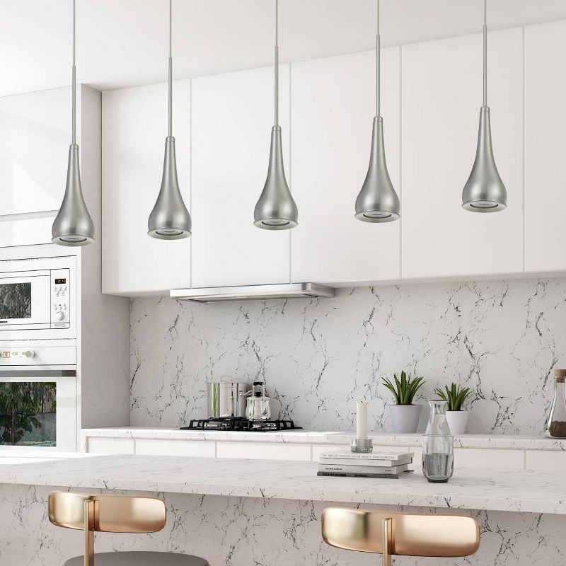 3.3" x 13.3" x 3.13" Metal Integrated LED Dimmable Kornos Pendant Fixture Brushed Steel - Cal Lighting