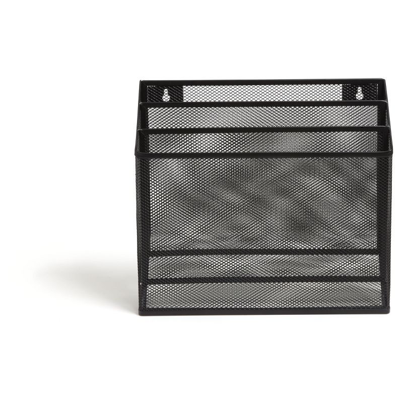 TRU RED 3 Compartment Wire Mesh File Organizer, Matte Black TR57553-CC