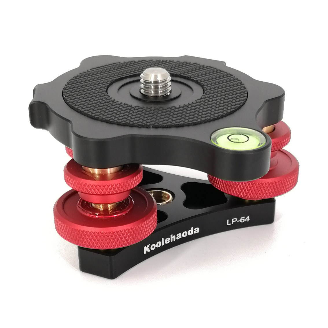 koolehaoda Leveler with Bubble Level LP-64 for Tripod 3/8 Mounting Screw 3 Adjustment Dials for Camera Tripod