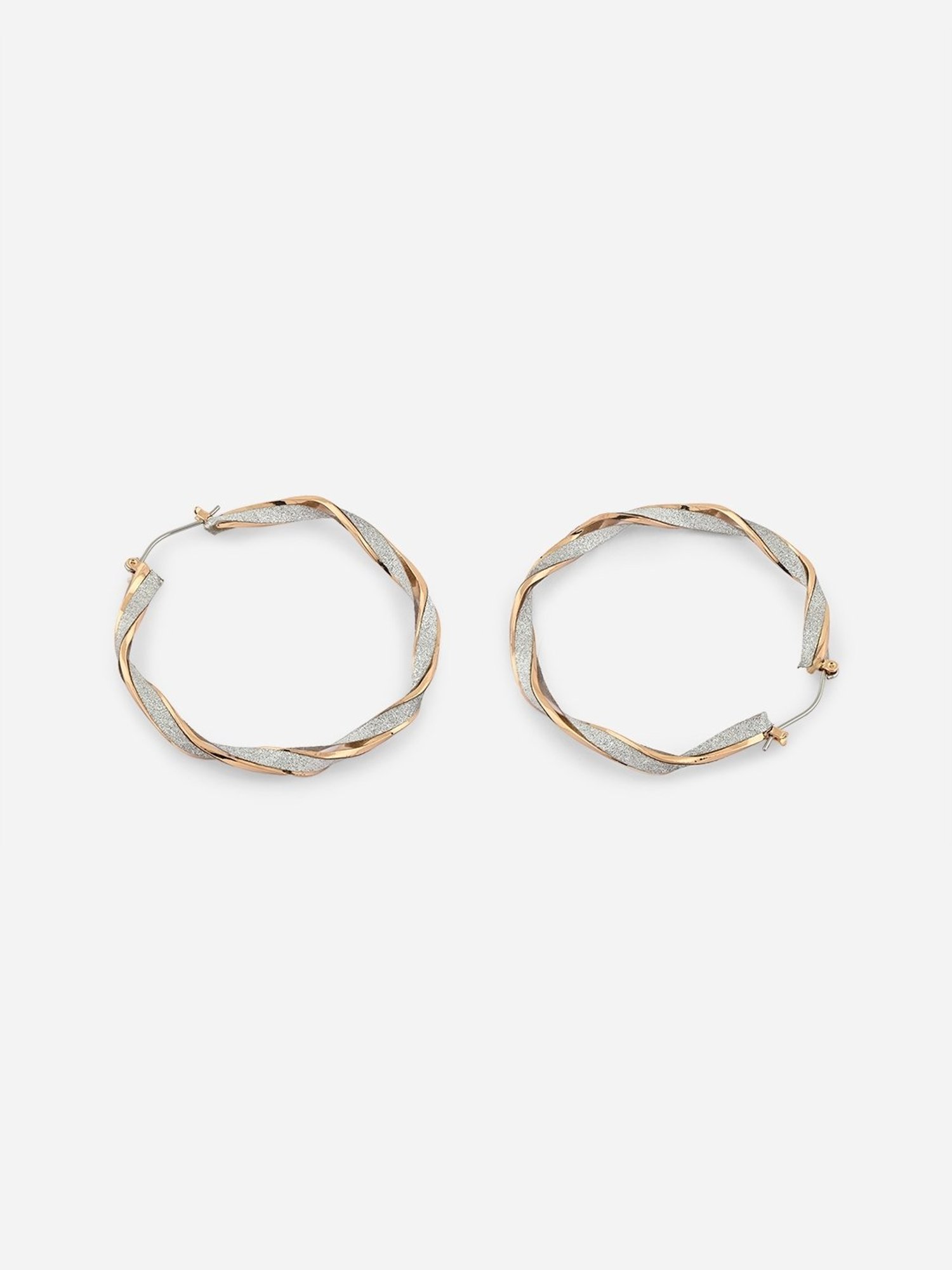ToniQ Gold Silver Toned Korean Hoop Earrings