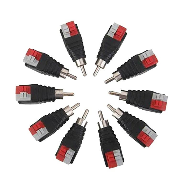 Speaker Wire Cable to Audio Male RCA Connector Adapter Jack Plug 10pcs/Set