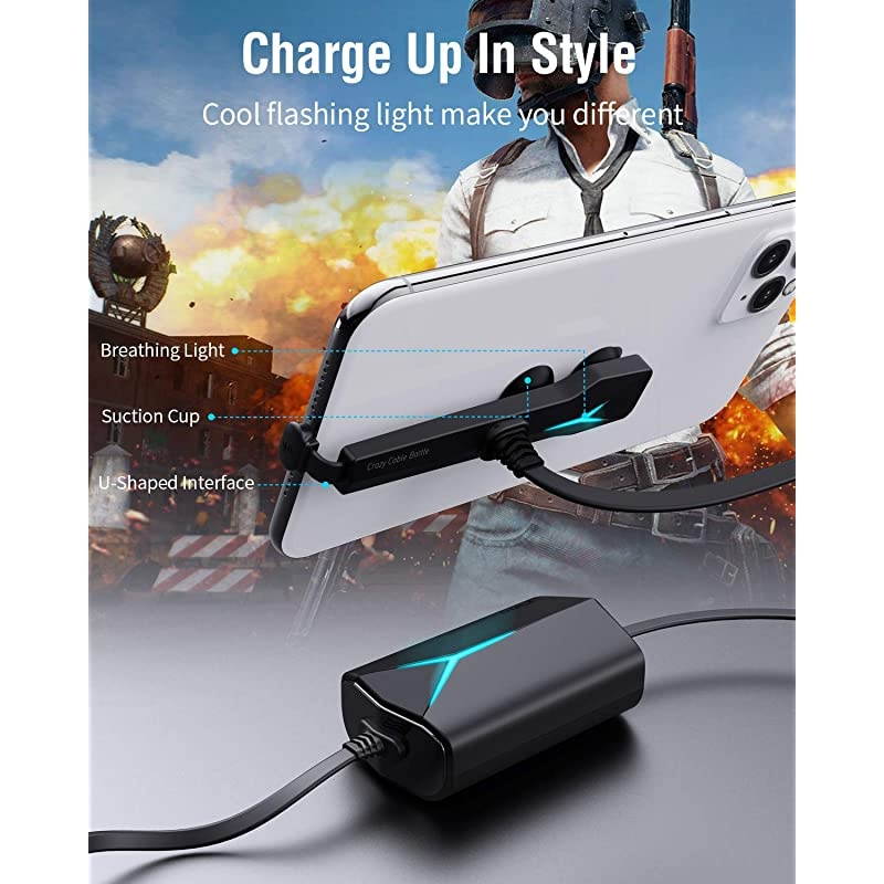 9000mAh Power Bank Portable Charger Gaming Charger with Built in Cable 49ft Length Compact External Battery Compatible with iPhone 11 XSXRX 8 7 6