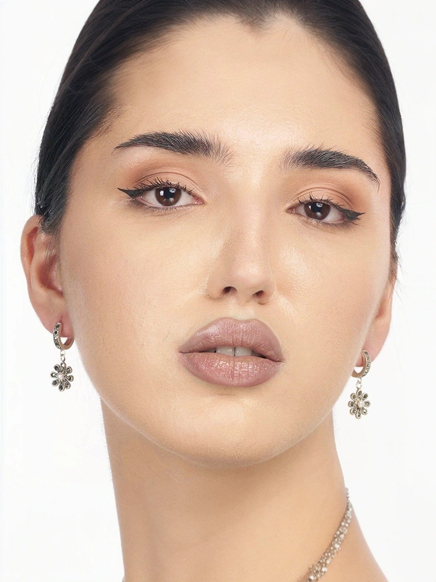 Touch925 Sterling Silver Twist Minimal Hoop Drop Earrings for Women & Girls