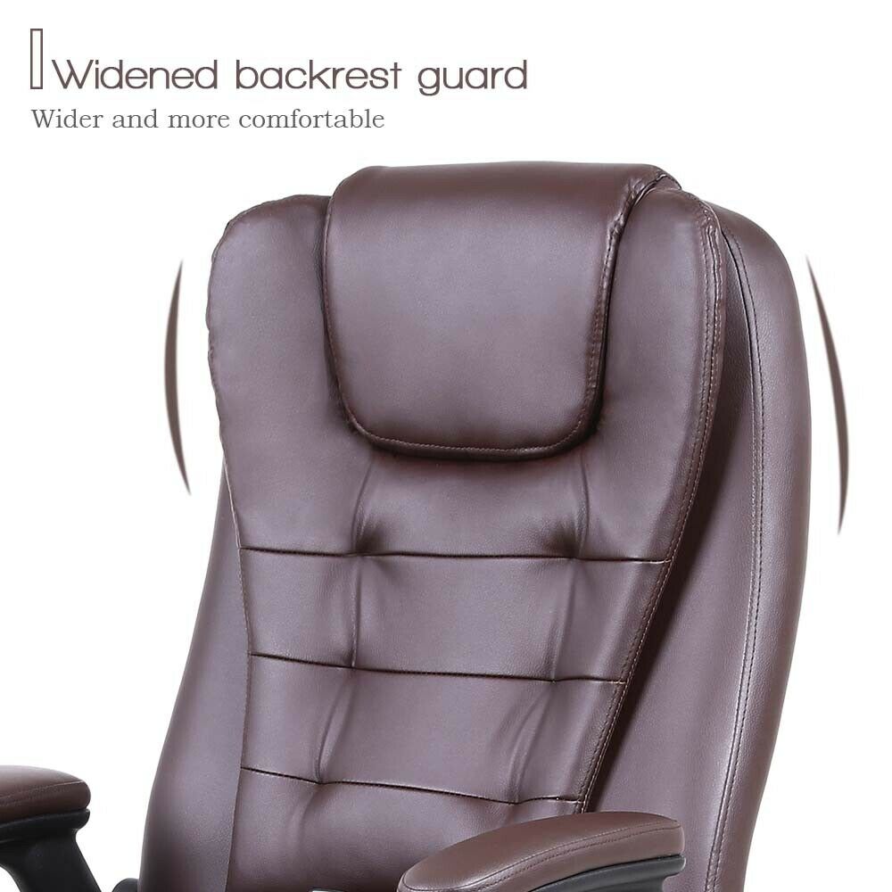 Upgrade 6 Point Massage Chair Office Executive Ergonomic Leather Vibrating Heat