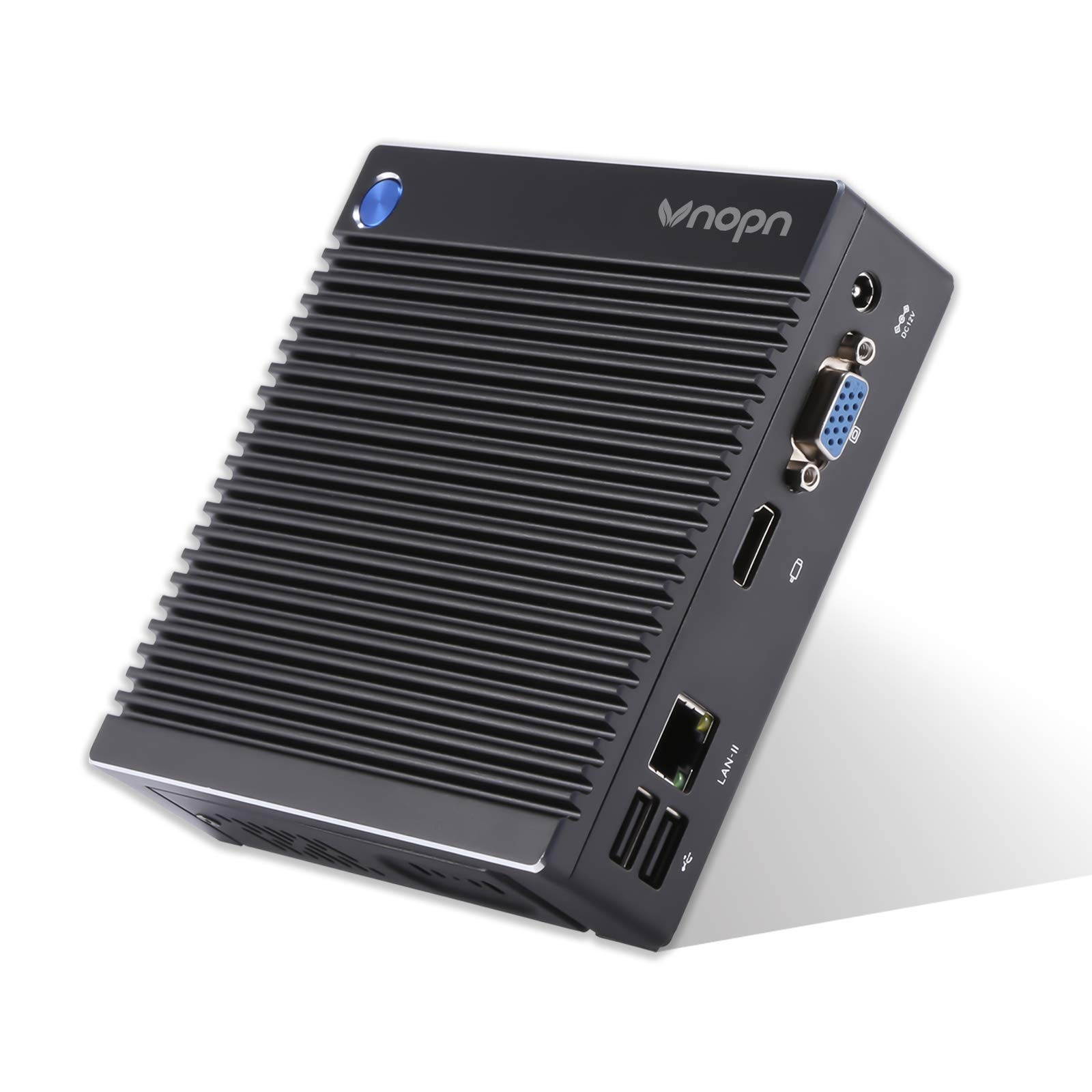 Vnopn Fanless Mini PC Windows 10 Pro, Small Computer Intel N3710 Quad Core, up to 2.56GHz, Micro Desktop PC 4K HD with 4GB RAM 64GB SSD, 2.4G+5G WiFi/4.0 BT/Dual Display/1000M LAN, Auto Power On/WOL