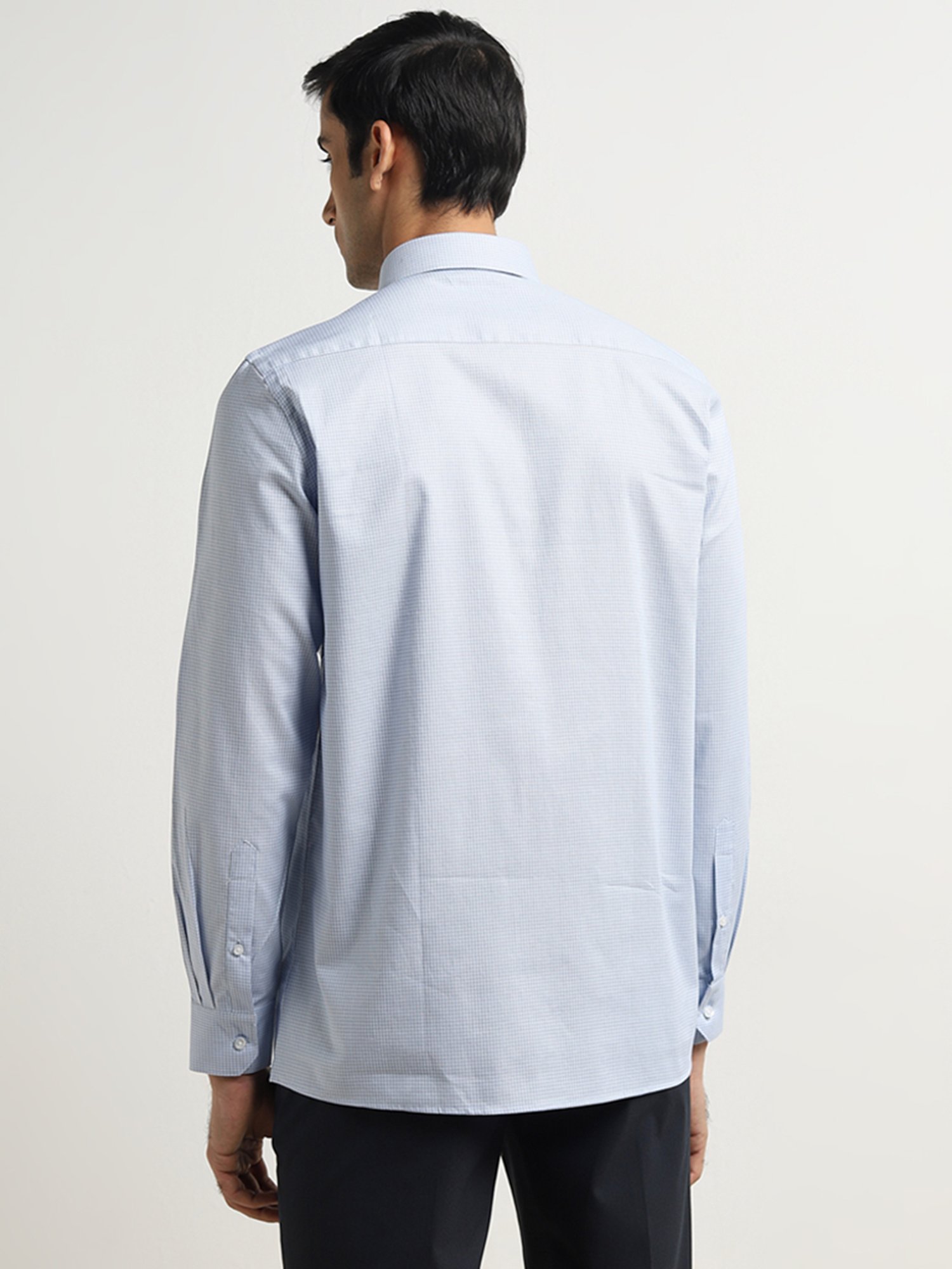 WES Formals by Westside Blue Slim-Fit Cotton Shirt