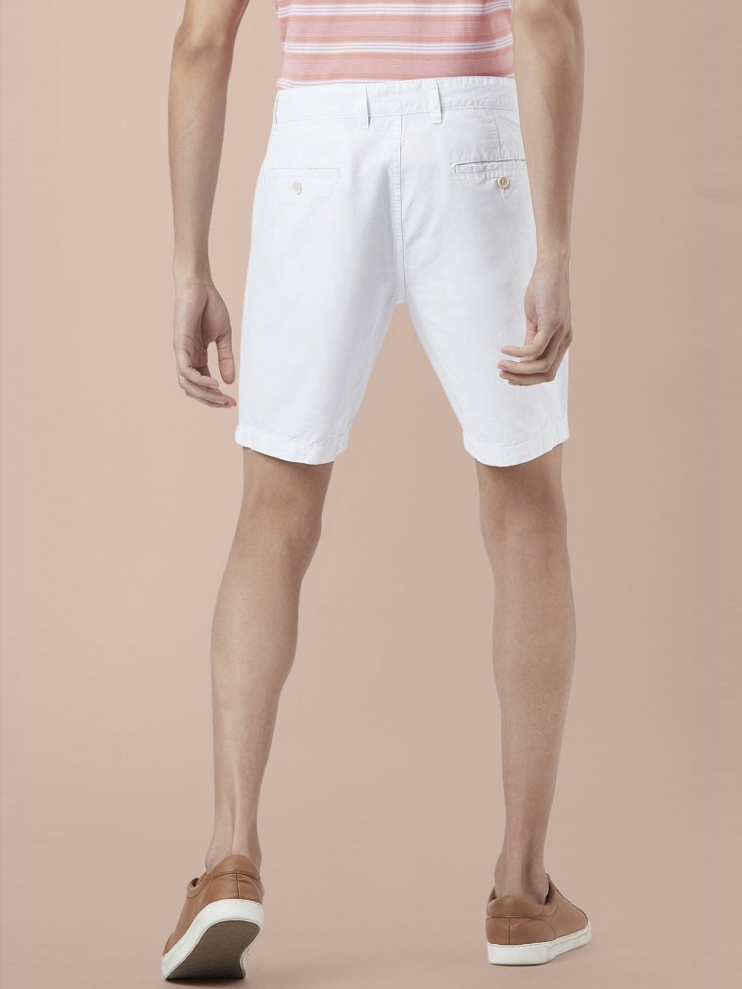 Byford By Pantaloons White Cotton Slim Fit Shorts