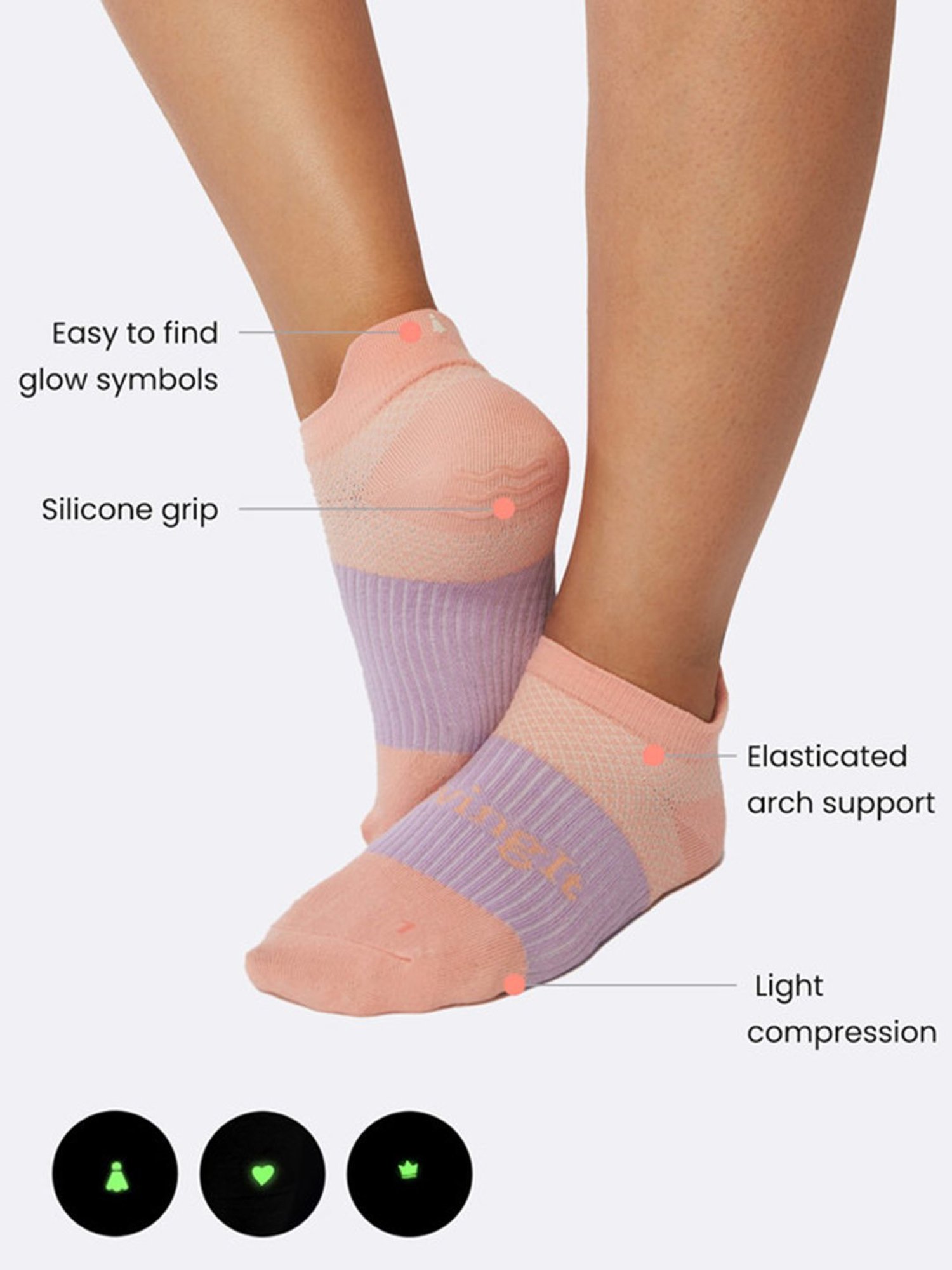 BlissClub Green & Purple All Day Performance Socks - Pack of 3