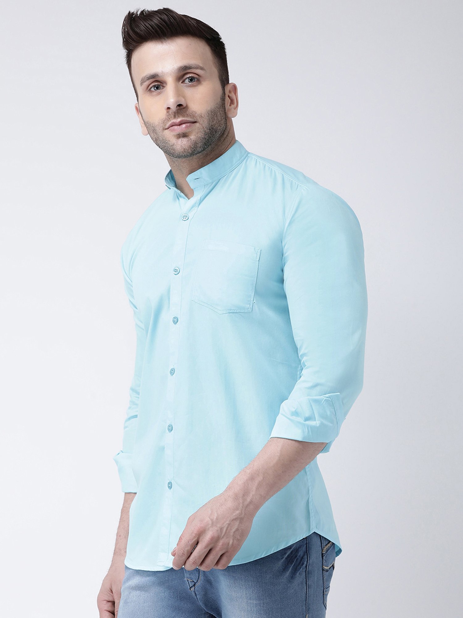 Hangup Plus Sky Blue Slim Fit Pure Cotton Shirt