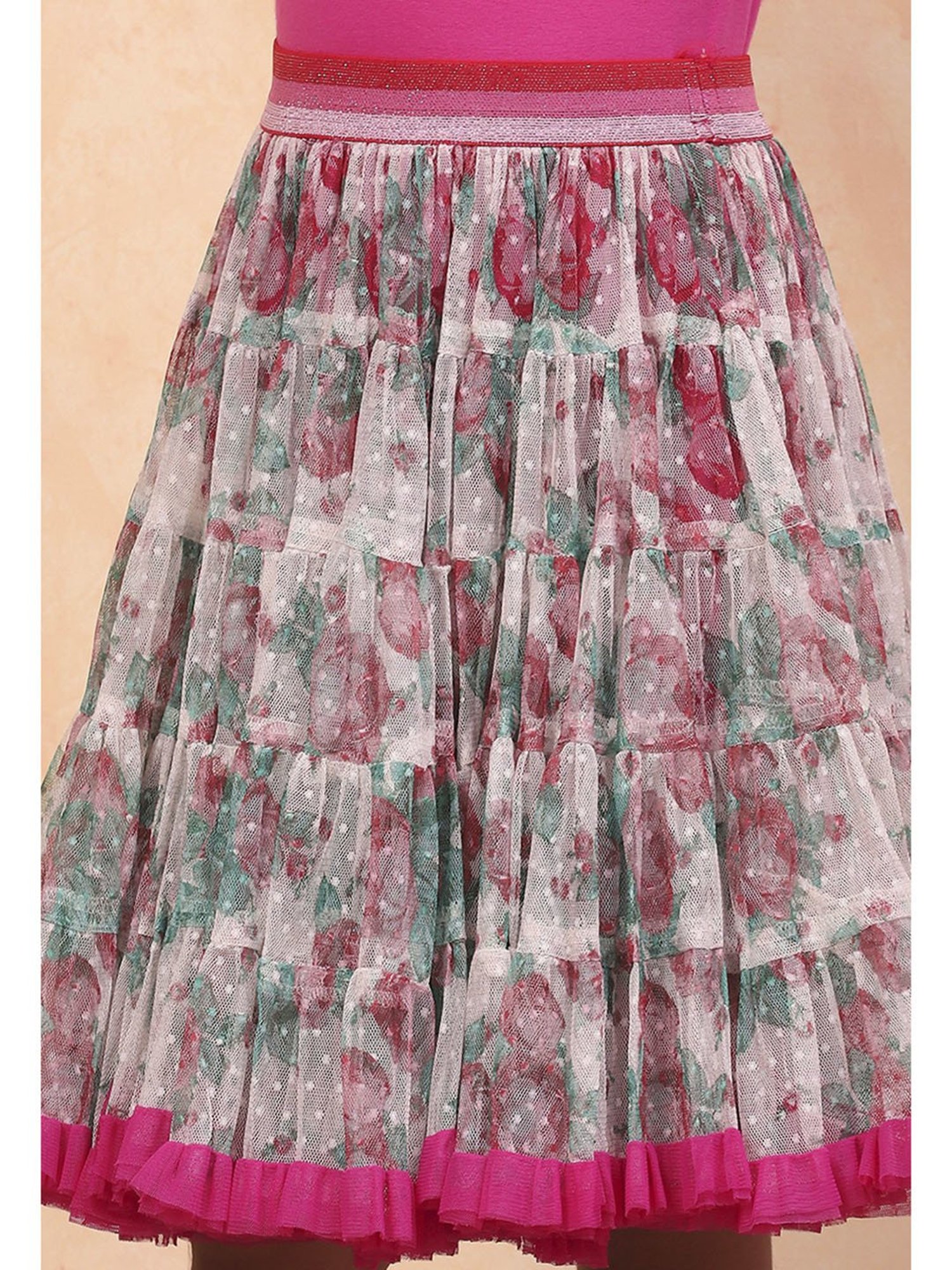 Biba Girls Pink Cotton Embroidered Casual Top and Tees