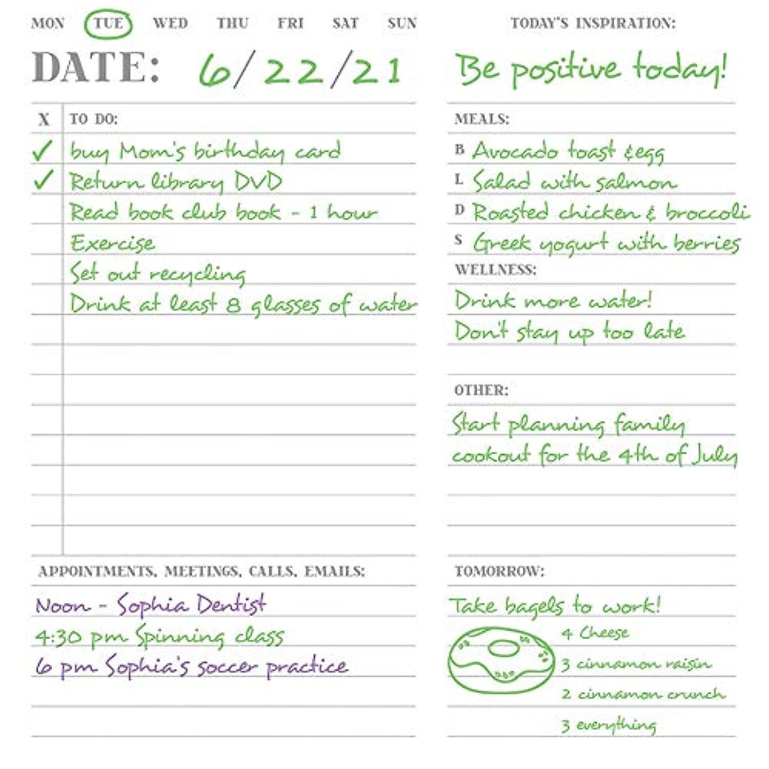 Undated Daily Planning Calendar