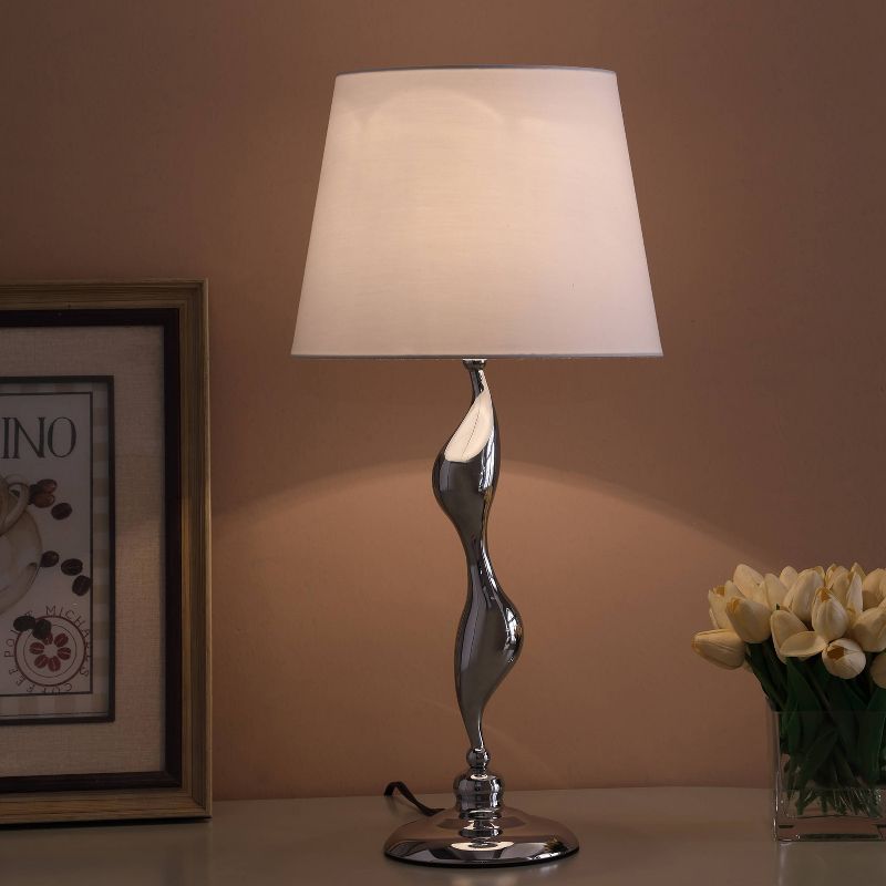 24" Modern Metal Table Lamp with Twisted Base Silver - Ore International