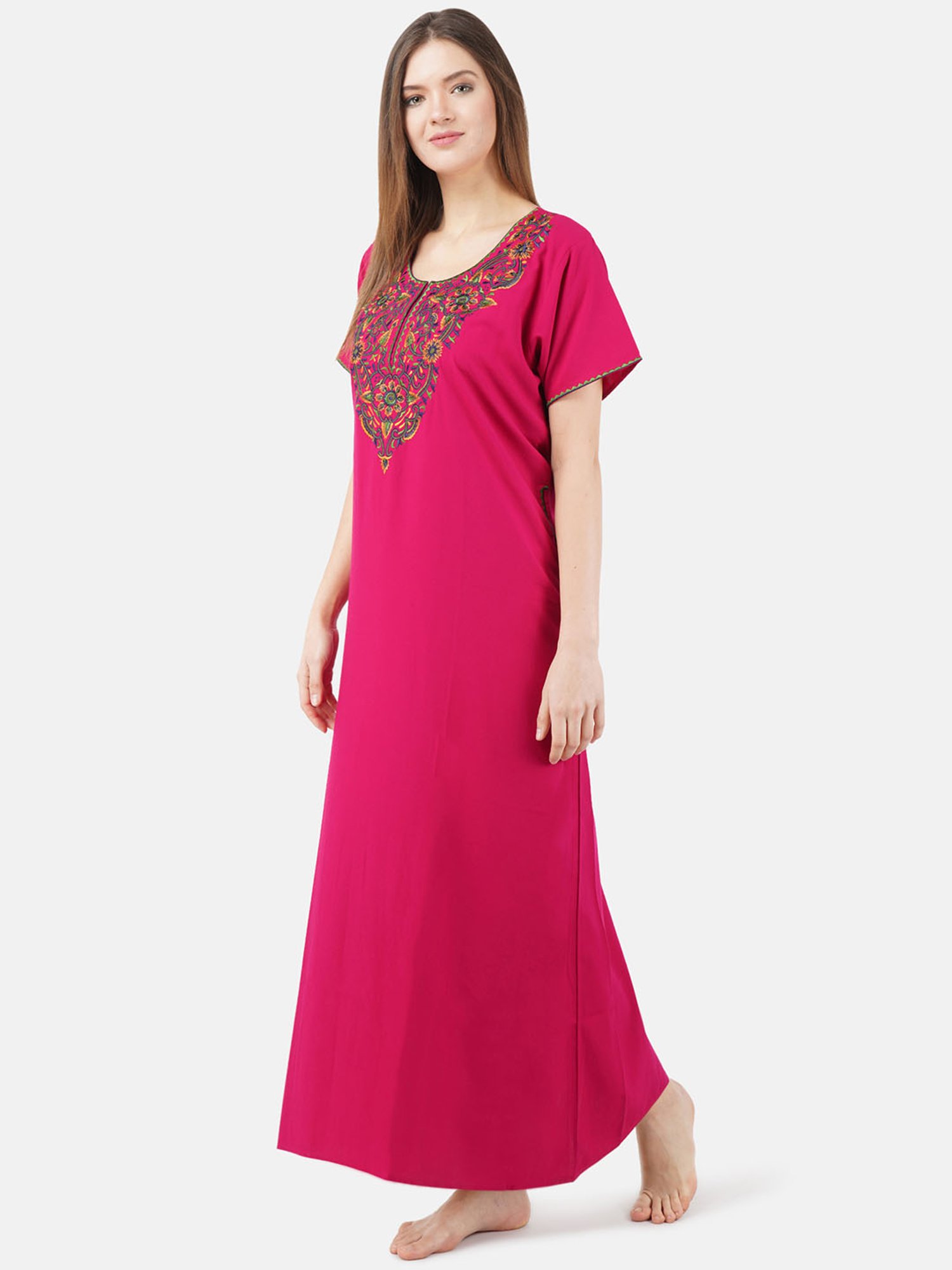 KOI SLEEPWEAR Dark Pink Embroidered Nighty
