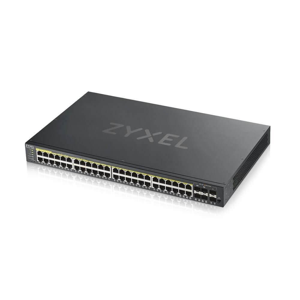 Zyxel 48-Port Gigabit Ethernet High Powered PoE 375W NebulaFlex Smart Managed Switch | 4X RJ-45/SFP Ports | 802.3at 802.3af | Metal | Limited Lifetime [GS1920-48HPv2]