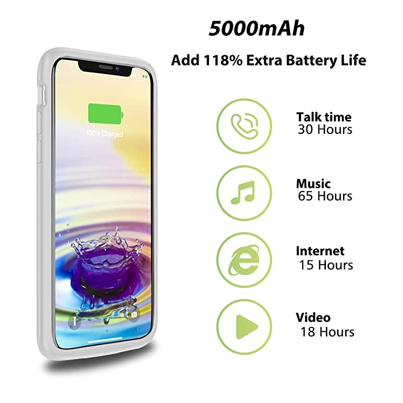 iPhone Xs Max Battery Case, 5000mAh Rechargeable Charging Case for iPhone Xs Max, Portable Protective Charger Case Compatible with iPhone Xs Max(6.5 inch) by  (Pink)