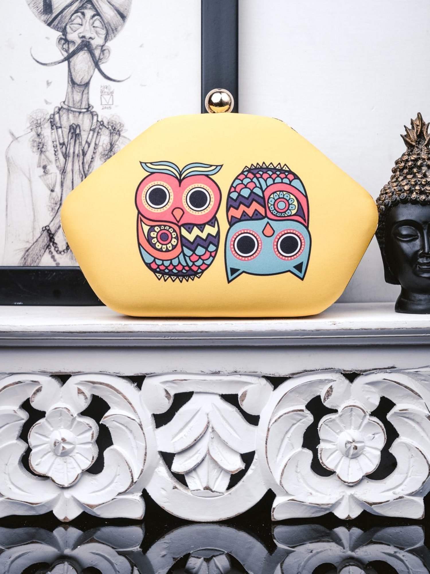 NR by Nidhi Rathi Yellow Fabric Clutch