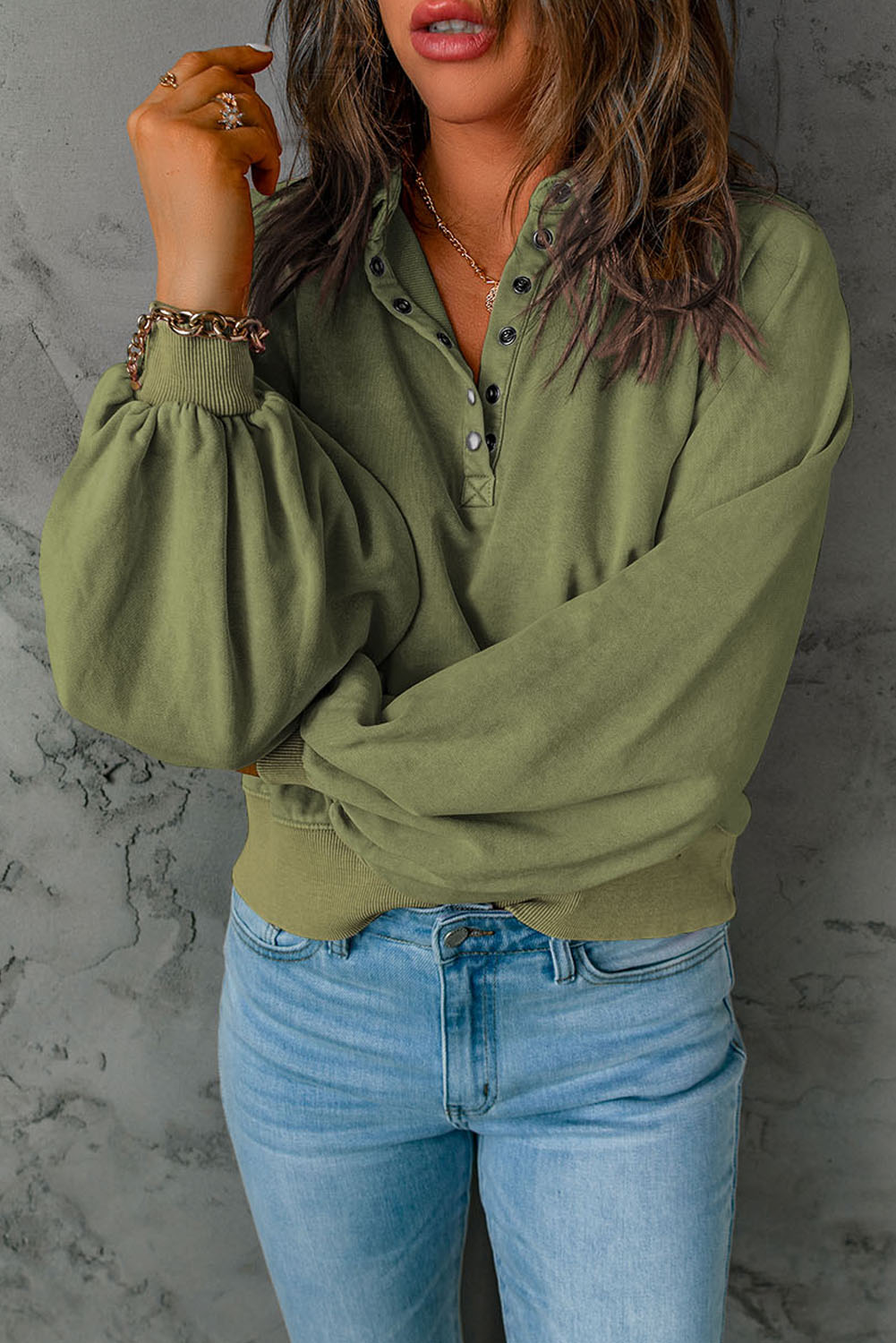 Pink Sequins Candy Cane Round Neck Sweatshirt