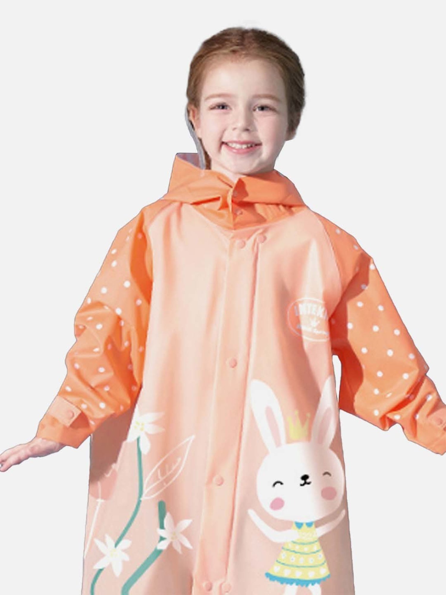 Little Surprise Box Kids Orange Printed Full Sleeves Raincoat