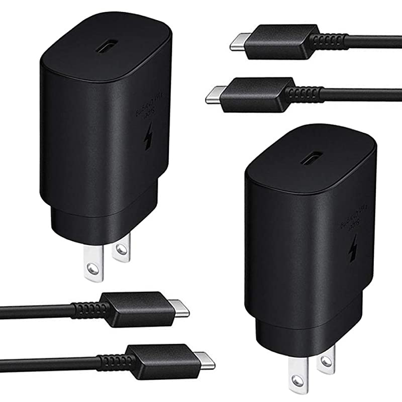 Fast Type C Charger Kit,2-Pack PD 25W Fast Charger and 5-ft USB C to USB C Fast Charging Cable for Samsung Galaxy S21/S21+/S21 Ultra/S20/S20+/S20 Ultra/Note 20/Note 20 Ultra/Note 10/Note10+