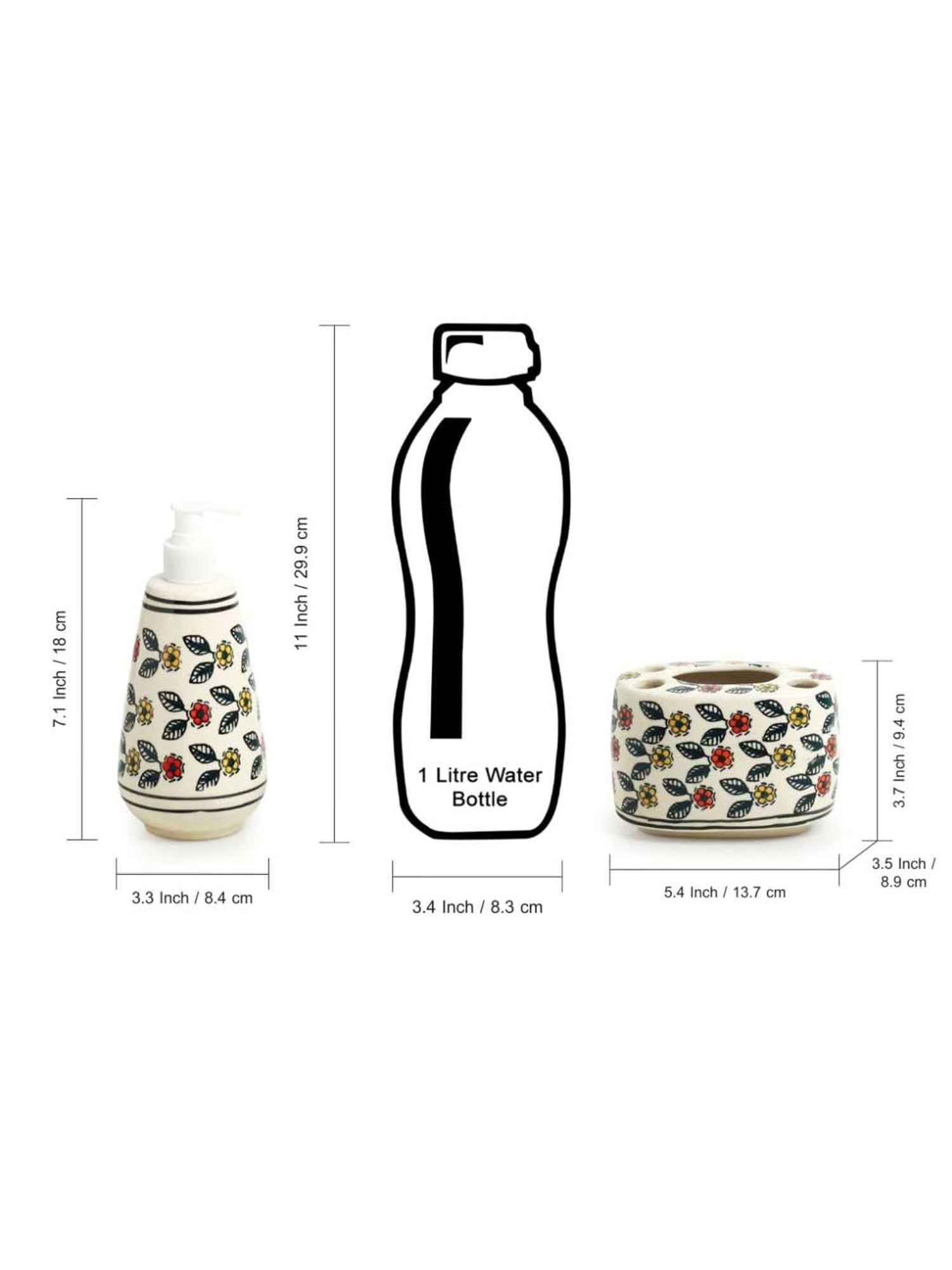 ExclusiveLane Gajra - Iridescent Garlands Multicolor Ceramic Bath Accessory Sets